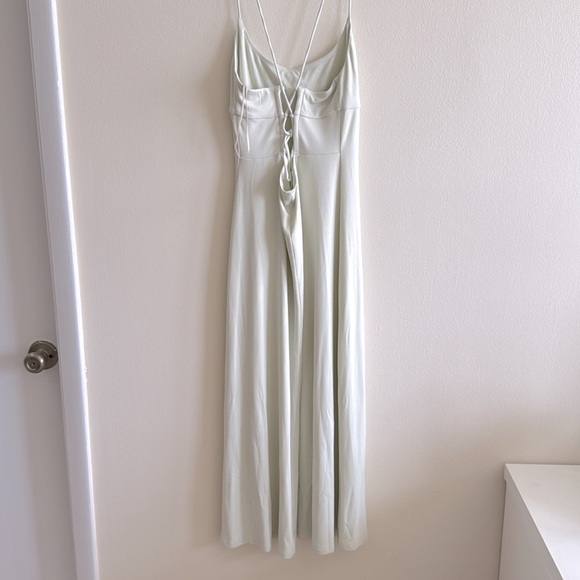 Aritzia Wilfred Dreamweaver Strappy Jersey Midi Dress Light Sage - Picture 4 of 12